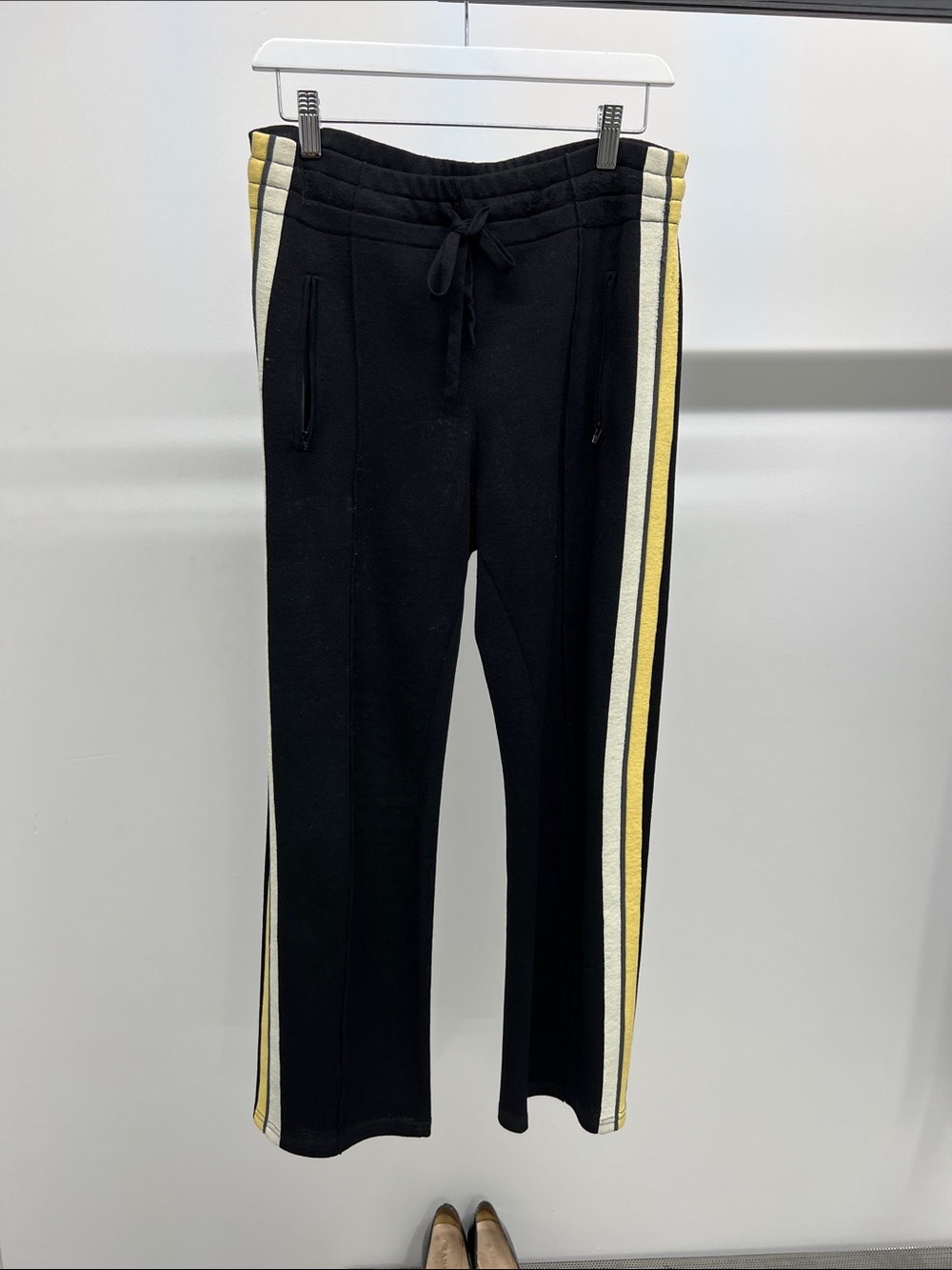Isabel Marant Black Joggers with Yellow & Cream Side Stripes